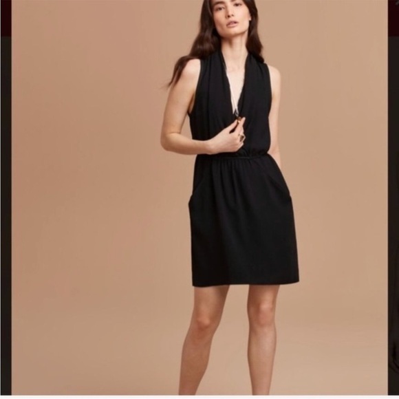 Aritzia Wilfred Sabine Black Wrap Front Mini Dress Size S - Picture 1 of 14
